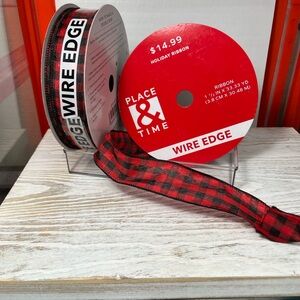 Red and Black Plaid Wire Edge Ribbon